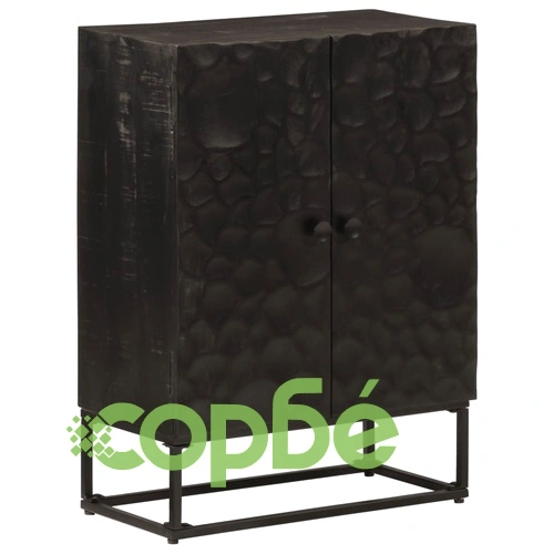 Бюфет, черен, 55x30x76 см, мангово дърво масив и желязо ➤ топ цена ➤ sorbe.bg