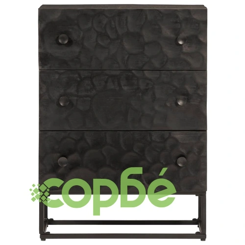 Скрин с чекмеджета черен 55x30x76 см манго дърво масив и желязо ➤ топ цена ➤ sorbe.bg