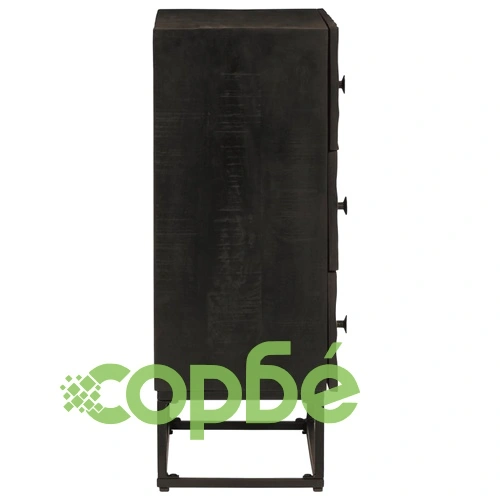 Скрин с чекмеджета черен 55x30x76 см манго дърво масив и желязо ➤ топ цена ➤ sorbe.bg