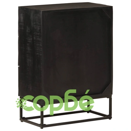 Скрин с чекмеджета черен 55x30x76 см манго дърво масив и желязо ➤ топ цена ➤ sorbe.bg