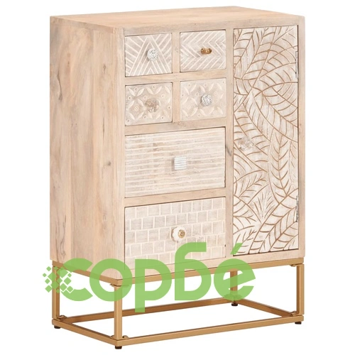 Бюфет, 55x30x76 см, мангово дърво масив и желязо ➤ топ цена ➤ sorbe.bg