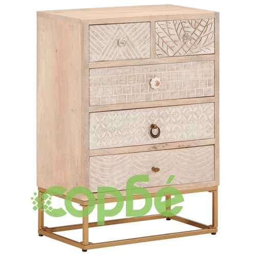 Скрин с чекмеджета 55x30x76 см масивно дърво манго и желязо ➤ топ цена ➤ sorbe.bg