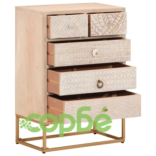 Скрин с чекмеджета 55x30x76 см масивно дърво манго и желязо ➤ топ цена ➤ sorbe.bg