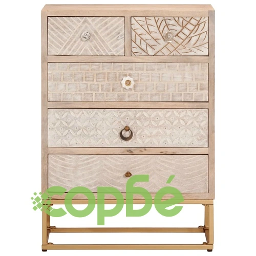 Скрин с чекмеджета 55x30x76 см масивно дърво манго и желязо ➤ топ цена ➤ sorbe.bg