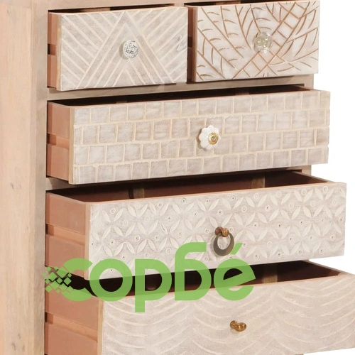 Скрин с чекмеджета 55x30x76 см масивно дърво манго и желязо ➤ топ цена ➤ sorbe.bg