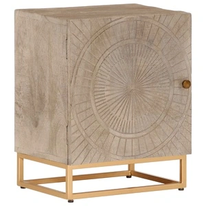 Нощно шкафче, 40x30x50 см, мангово дърво масив и желязо