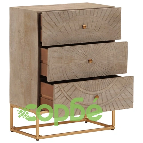 Скрин с чекмеджета 55x30x76 см масивно дърво манго и желязо ➤ топ цена ➤ sorbe.bg