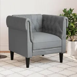 Честърфийлд кресло, светлосиво, текстил