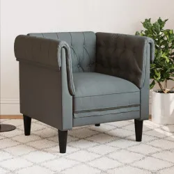 Честърфийлд кресло, тъмносиво, текстил