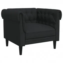 Честърфийлд кресло, черно, текстил