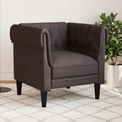 Честърфийлд кресло, тъмнокафяво, текстил