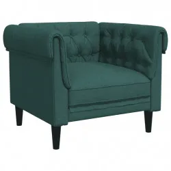 Честърфийлд кресло, тъмнозелено, текстил