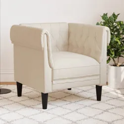 Честърфийлд кресло, кремаво, текстил