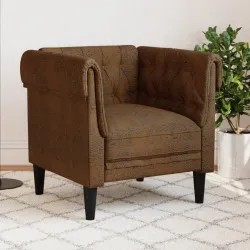 Честърфийлд кресло, кафяво, текстил