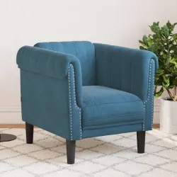 Кресло, синьо, кадифе
