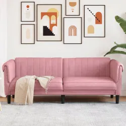 3-местен диван, розов, кадифе