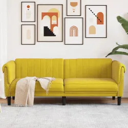 3-местен диван, жълт, кадифе