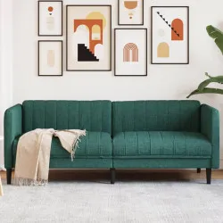 3-местен диван, тъмнозелен, текстил