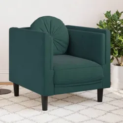 Фотьойл с възглавница, тъмнозелен, кадифе