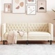 Диван Chesterfield с 2 седящи места от кремава kunstnahast