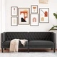 Диван Chesterfield с 3 седалки от черна kunstnahast