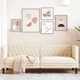 Диван Chesterfield с 3 седящи места, кремав, kunstnahast