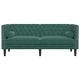 Честърфийлд диван с болстери, 2-местен, тъмнозелен, кадифе