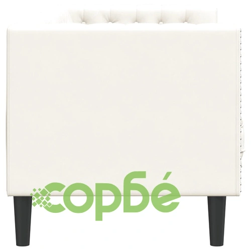 Честърфийлд диван с болстери, 3-местен, кремави, кадифе ➤ топ цена ➤ sorbe.bg