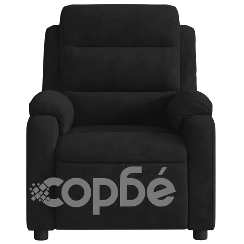 Реклайнер стол, черен, кадифе ➤ топ цена ➤ sorbe.bg