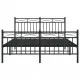 Метална рамка за легло с горна и долна табла, черна, 135x190 см