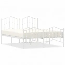 Метална рамка за легло с горна и долна табла, бяла, 135x190 см