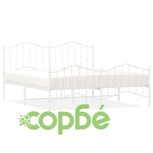 Метална рамка за легло с горна и долна табла, бяла, 160x200 см ➤ топ цена ➤ sorbe.bg