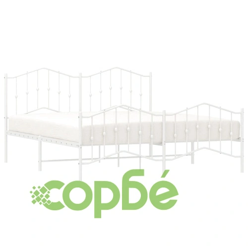 Метална рамка за легло с горна и долна табла, бяла, 160x200 см ➤ топ цена ➤ sorbe.bg