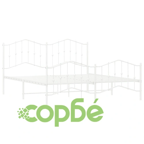 Метална рамка за легло с горна и долна табла, бяла, 160x200 см ➤ топ цена ➤ sorbe.bg