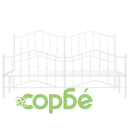 Метална рамка за легло с горна и долна табла, бяла, 160x200 см ➤ топ цена ➤ sorbe.bg