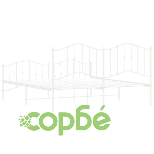 Метална рамка за легло с горна и долна табла, бяла, 160x200 см ➤ топ цена ➤ sorbe.bg