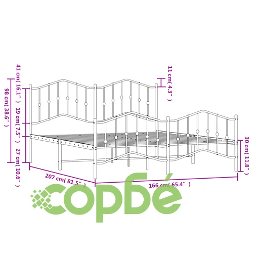 Метална рамка за легло с горна и долна табла, бяла, 160x200 см ➤ топ цена ➤ sorbe.bg