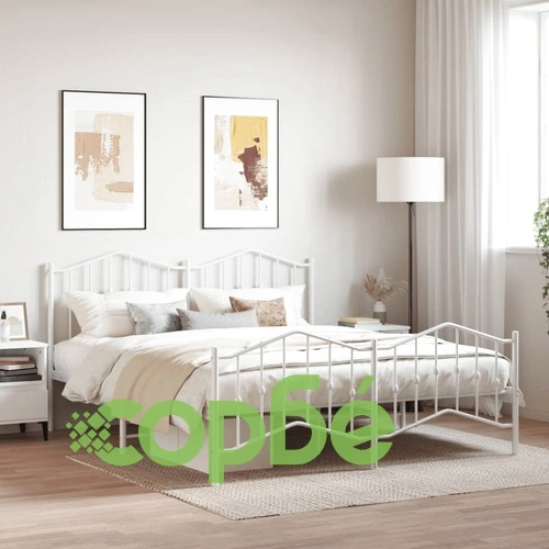 Метална рамка за легло с горна и долна табла, бяла, 160x200 см ➤ топ цена ➤ sorbe.bg
