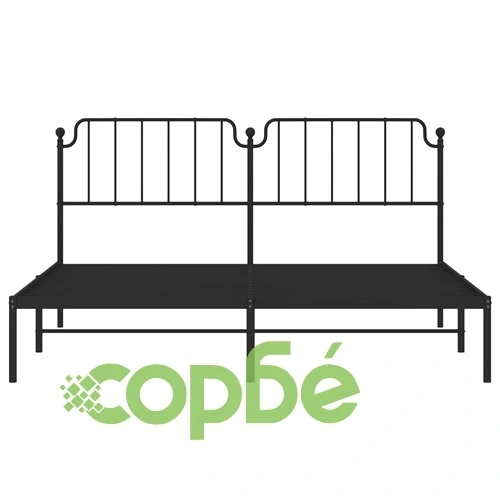Метална рамка за легло с горна табла, черна, 180x200 см ➤ топ цена ➤ sorbe.bg