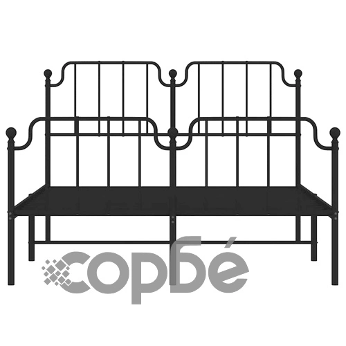 Метална рамка за легло с горна и долна табла, черна, 150x200 см ➤ топ цена ➤ sorbe.bg