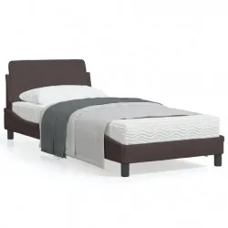 Рамка за легло с табла, тъмнокафява, 80x200 см плат