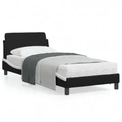 Рамка за легло с табла, черна, бяла, 90x190 см изкуствена кожа