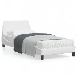 Рамка за легло с табла, бяла, 90x200 см, изкуствена кожа