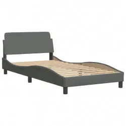 Рамка за легло с табла, тъмносива,100x200 см плат