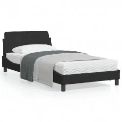 Рамка за легло с табла, черна, 100x200 см, кадифе