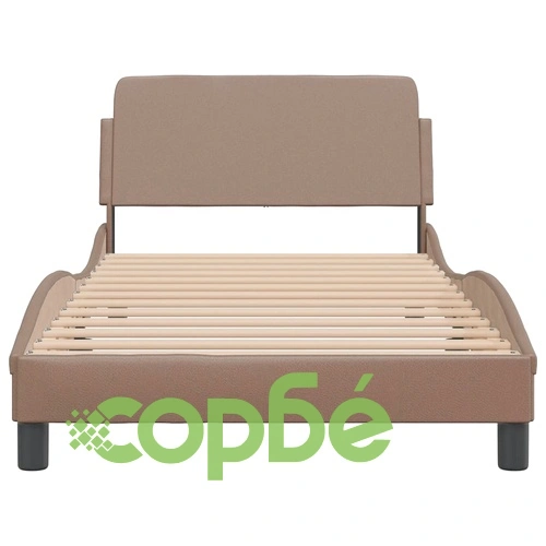 Рамка за легло с табла, капучино, 100x200 см, изкуствена кожа ➤ топ цена ➤ sorbe.bg