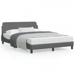 Рамка за легло с табла, тъмносива,120x200 см плат