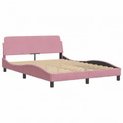 Рамка за легло с табла, розова, 120x200 см, кадифе