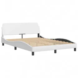 Рамка за легло с табла, бяла, 120x200 см, изкуствена кожа