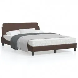 Рамка за легло с табла, кафява, 120x200 см, изкуствена кожа